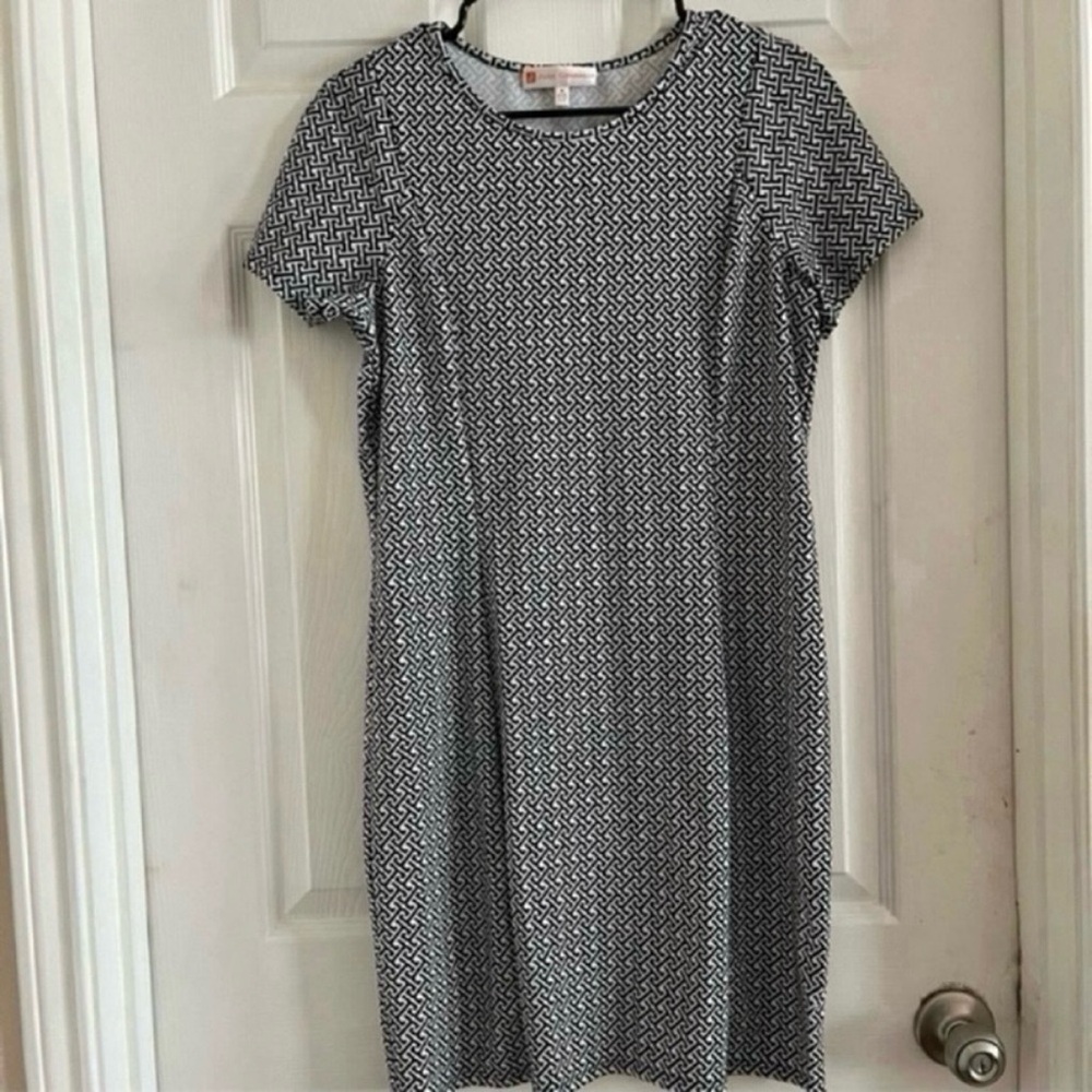 Jude Connally geometric print black and white cloth resortwear shift dress